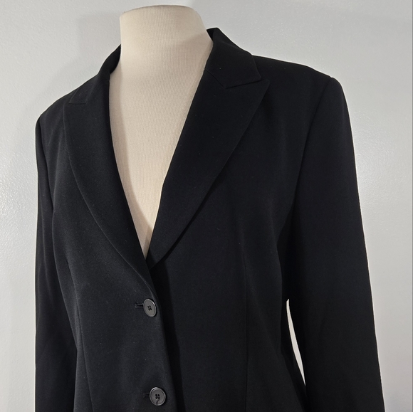 Kate Hill Black 2 Button Shoulder Pad Jacket Blazer size 12 - Picture 2 of 10